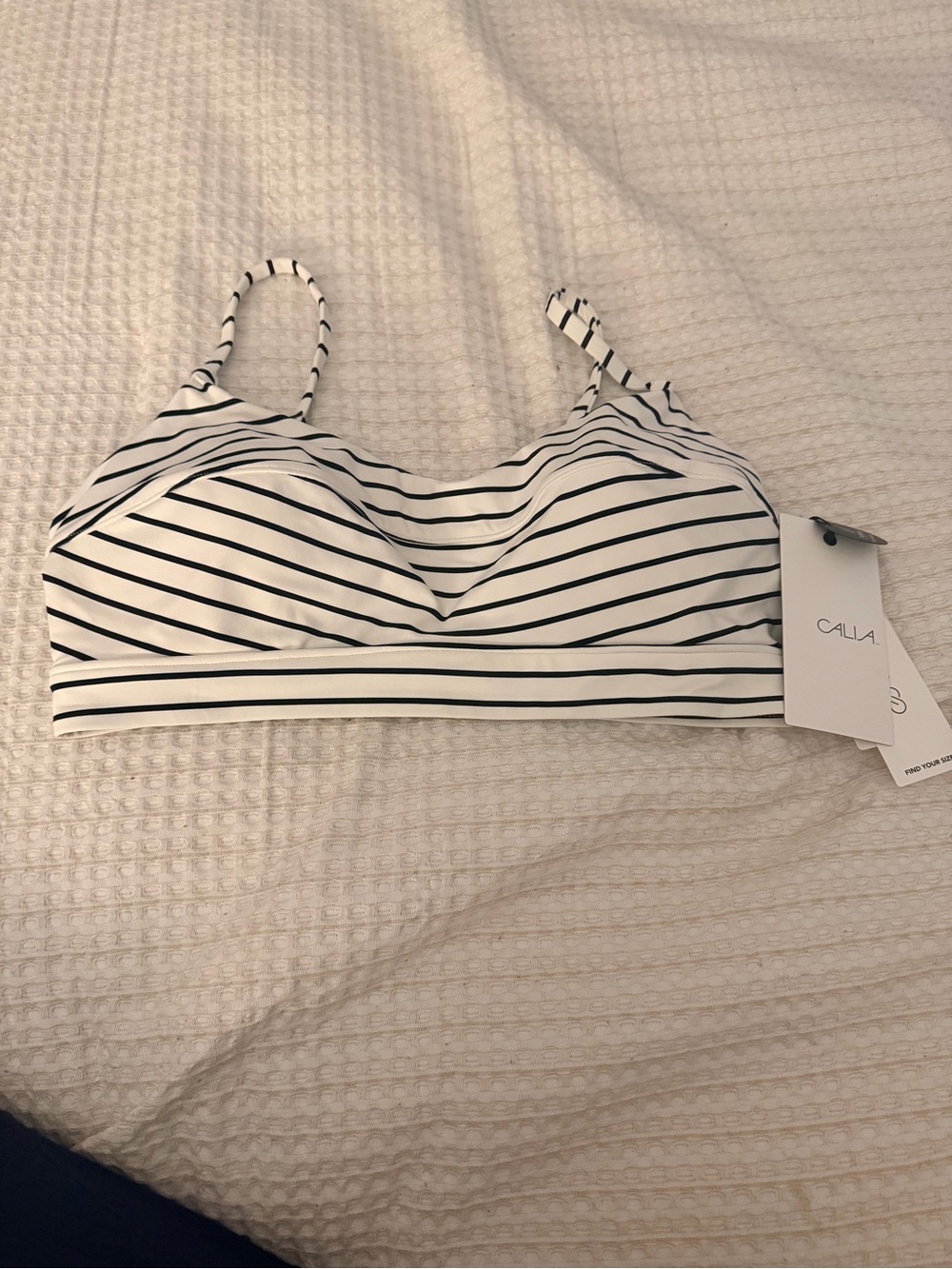 CALIA by Carrie Underwood White and Black Striped Bikini Top